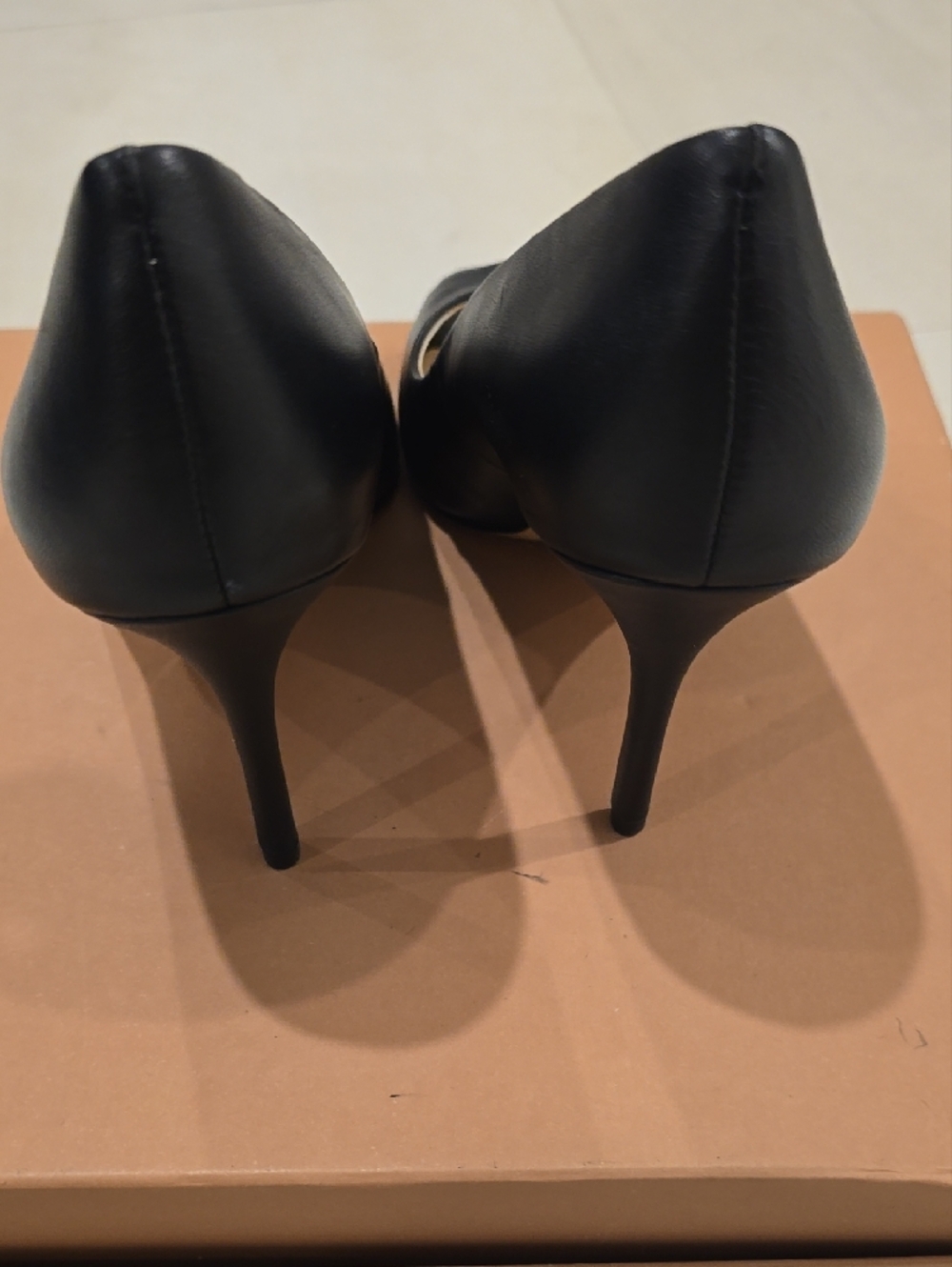 Enzo Angiolini Black Peep-Toe Leather Heels - Picture 3 of 12